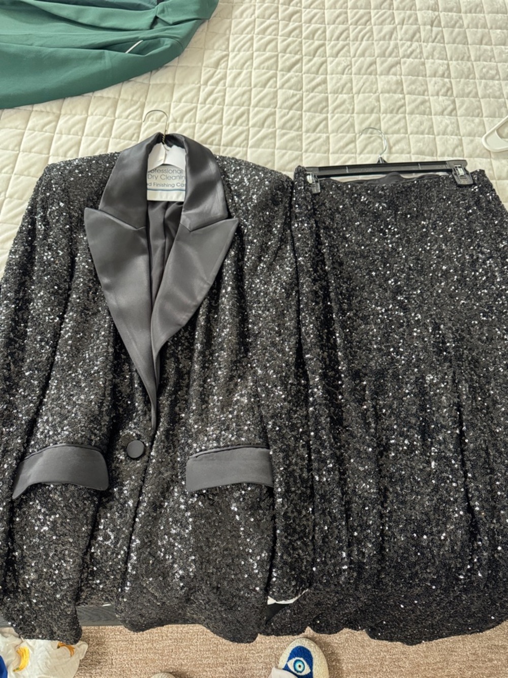 Express Black Sequin Blazer and pants set